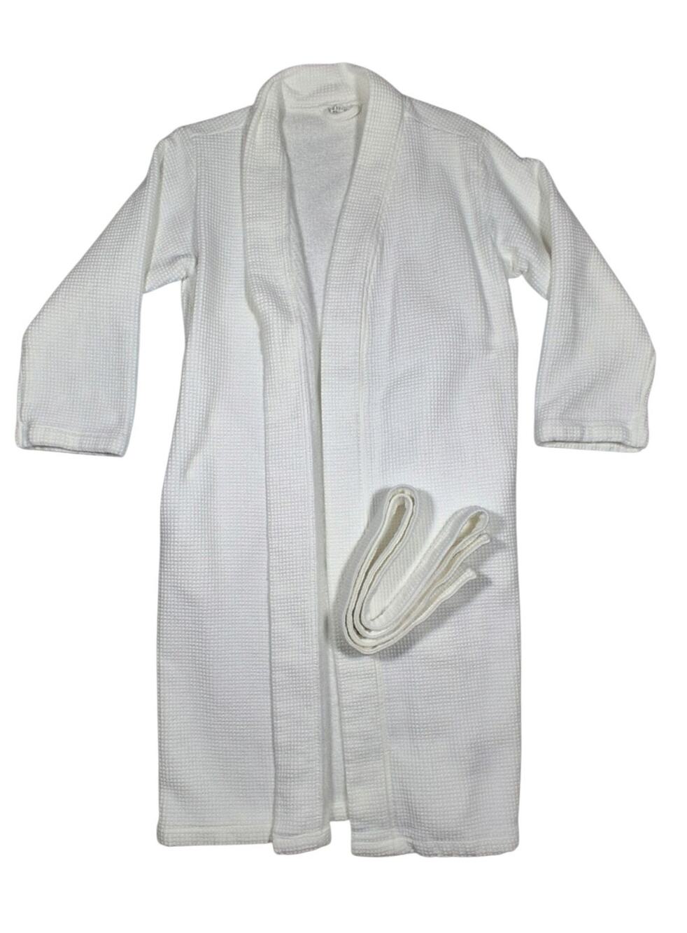 Pottery Barn Waffle Weave Terry Cloth Bath Robe White 100% Cotton Medium